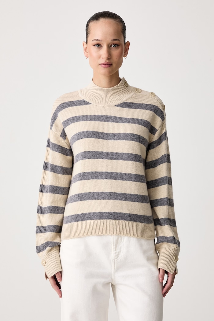 United Colors of Benetton Sweter damski z dodatkiem wełny beżowy 1S9ZE204X