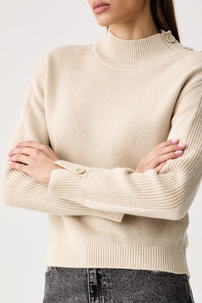 Sweter damski z dodatkiem wełny United Colors of Benetton 1S9ZE204X beżowy