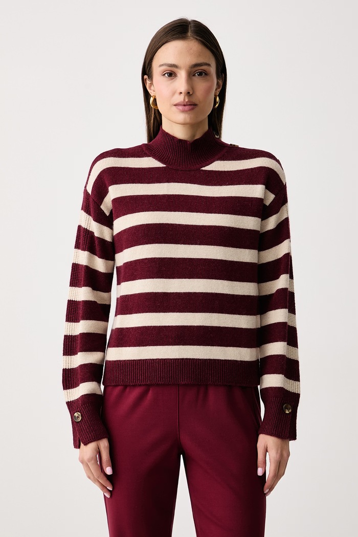 United Colors of Benetton Sweter damski z dodatkiem wełny bordowy 1S9ZE204X