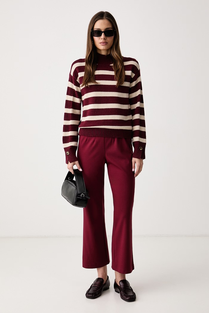 United Colors of Benetton Sweter damski z dodatkiem wełny 1S9ZE204X bordowy AW26