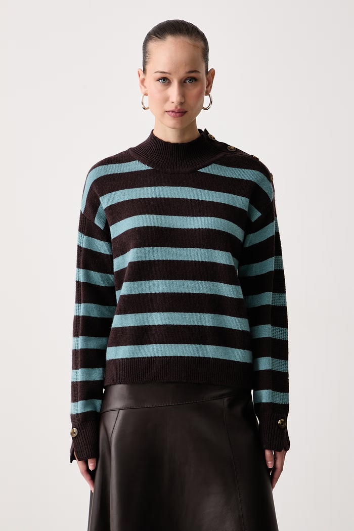 United Colors of Benetton Sweter damski z dodatkiem wełny brązowy 1S9ZE204X