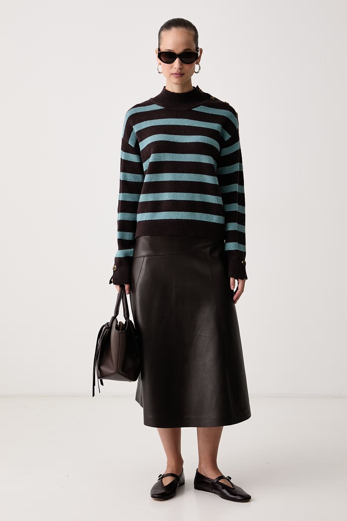 United Colors of Benetton Sweter damski z dodatkiem wełny 1S9ZE204X brązowy AW26