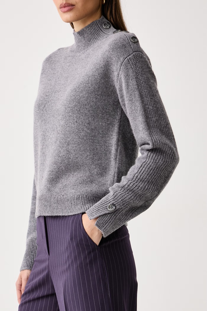 Sweter damski z dodatkiem wełny United Colors of Benetton 1S9ZE204X szary