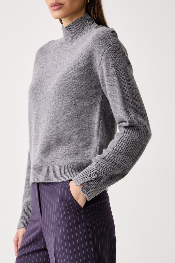 Sweter damski z dodatkiem wełny United Colors of Benetton 1S9ZE204X szary