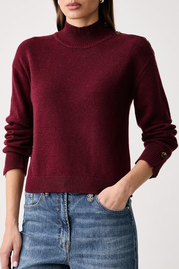 Sweter damski z dodatkiem wełny United Colors of Benetton 1S9ZE204X bordowy