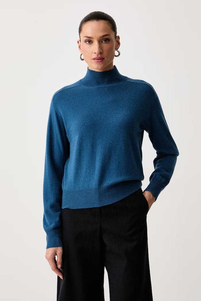 United Colors of Benetton Sweter damski z dodatkiem wełny niebieski 1B9YD204R