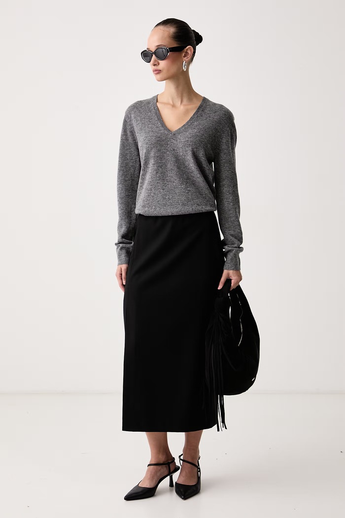 United Colors of Benetton Sweter damski wełniany 1002D403X szary AW26
