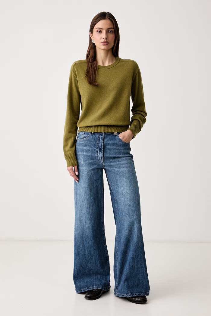 United Colors of Benetton Sweter damski z wełną 1B9YD10HK zielony AW26