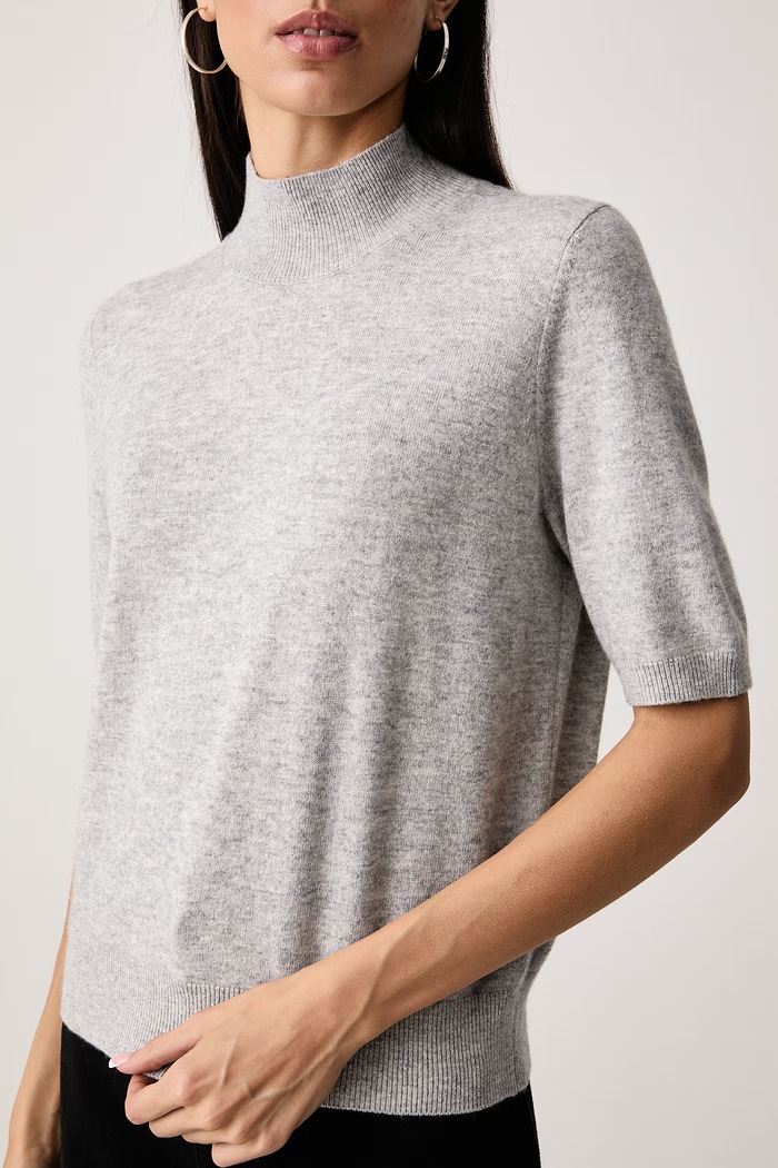 Pulover s kratkimi rokavi ženski z volno United Colors of Benetton 1B9YD204U siva