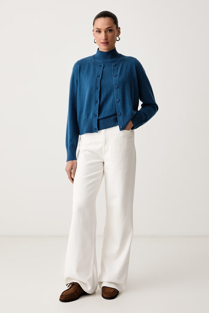 United Colors of Benetton Sweter z krótkim rękawem damski z wełną 1B9YD204U niebieski AW26