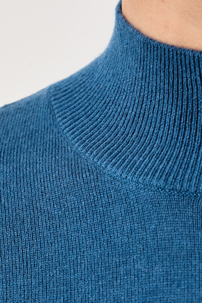 Sweter z krótkim rękawem damski z wełną United Colors of Benetton niebieski 1B9YD204U