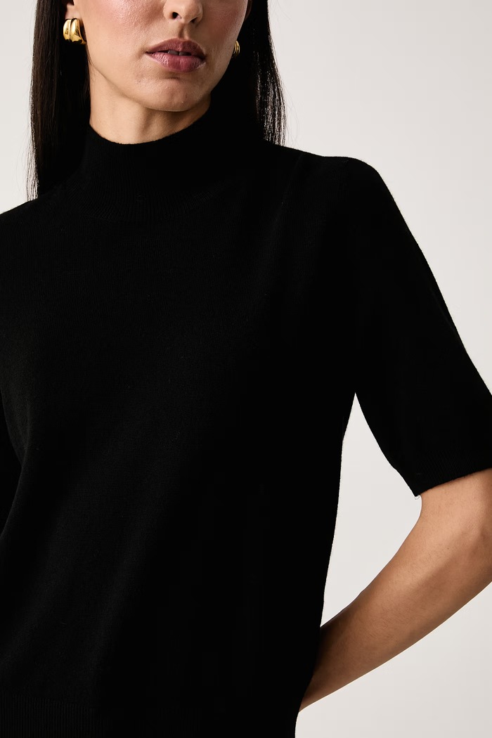 Pulover s kratkimi rokavi ženski z volno United Colors of Benetton 1B9YD204U črna