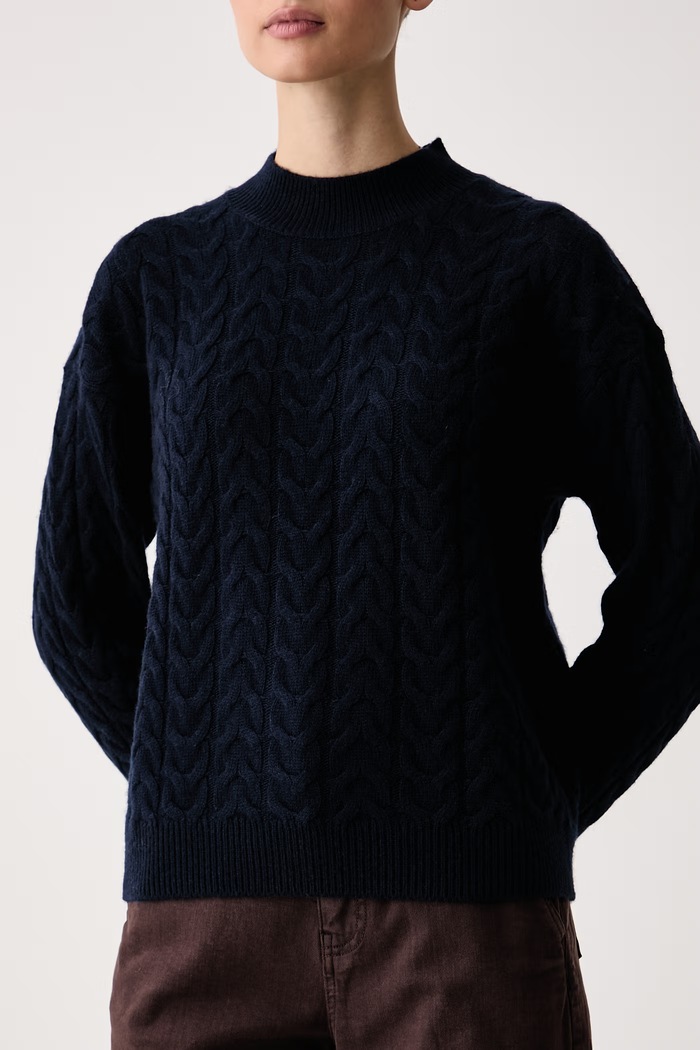 Sweter damski z dodatkiem wełny United Colors of Benetton 1S9ZD204W granatowy