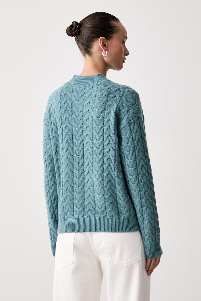 Odzież United Colors of Benetton Sweter damski z dodatkiem wełny 1S9ZD204W turkusowy