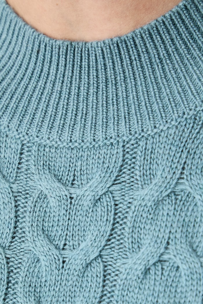 Sweter damski z dodatkiem wełny United Colors of Benetton turkusowy 1S9ZD204W