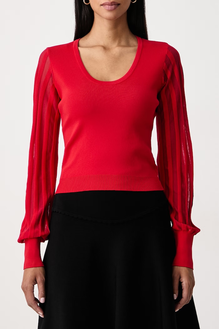 Sweter damski z wiskozą Fracomina FR26WT7030K416F9 czerwony