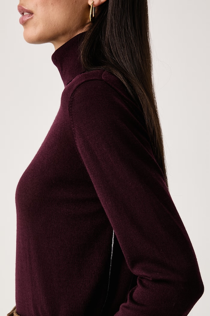 Rolák dámsky bavlnený s elastanom United Colors of Benetton burgundské 1IOVE204V