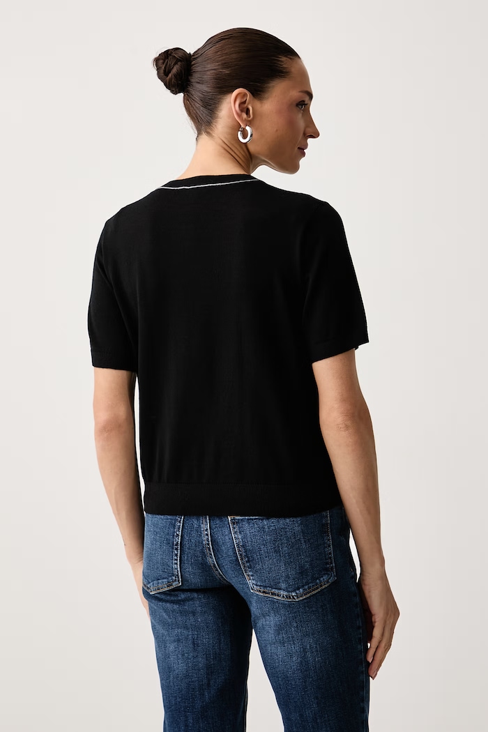 Odzież United Colors of Benetton T-shirt damski wełniany 1IOVE10HL czarny