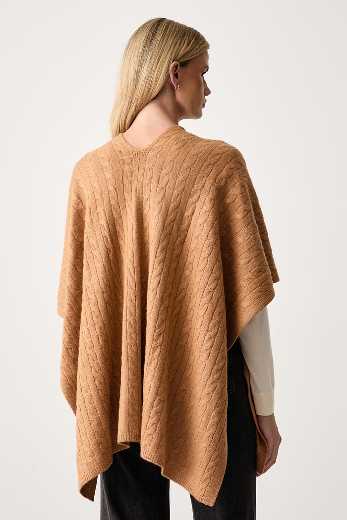 Odzież United Colors of Benetton Poncho damskie z wełną 1B9YDU01T brązowy