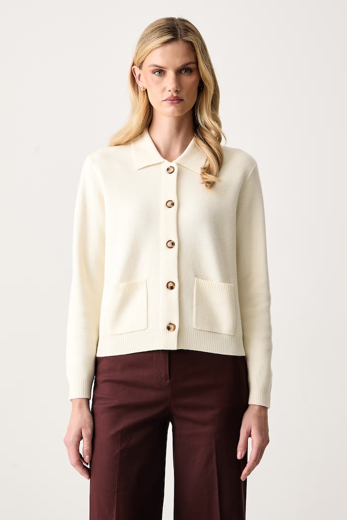 United Colors of Benetton Kardigan dámský s vlnou béžová 1B9YD502X