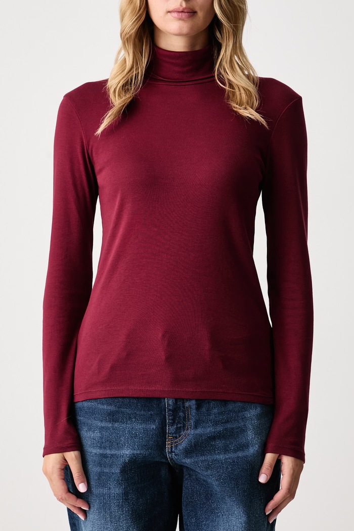 United Colors of Benetton Longsleeve damski bawełniany 3GA8E2224 bordowy AW26