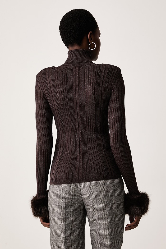 Odzież Gaudi Sweter damski z wiskozą 621FD53033 brązowy