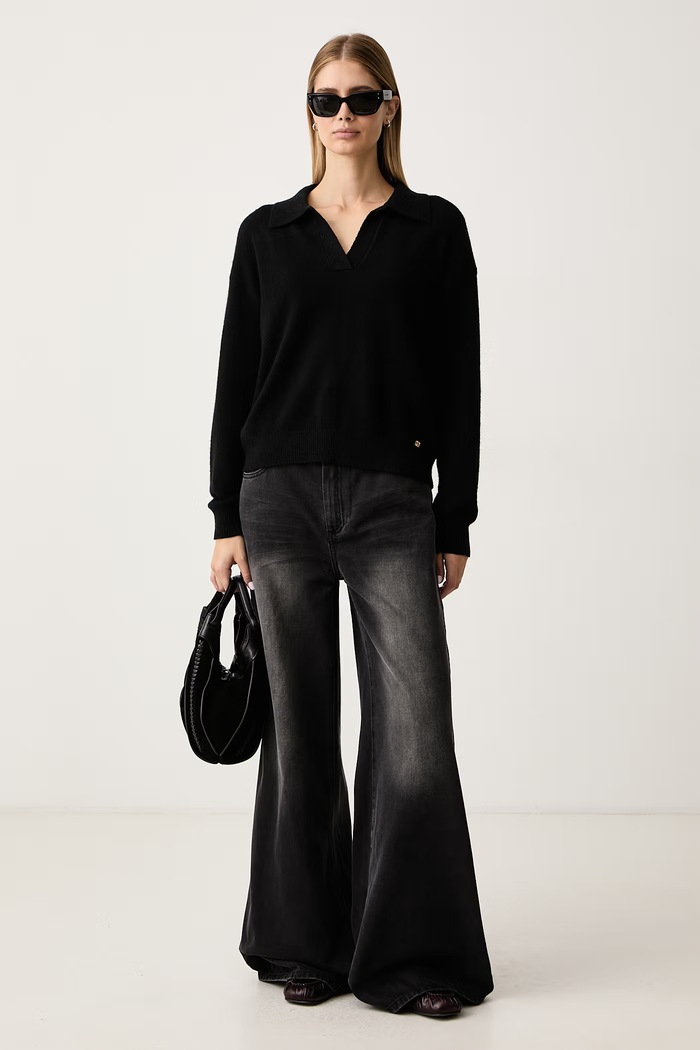 Gaudi Sweter damski z dodatkiem wełny 621BD53044 czarny AW26