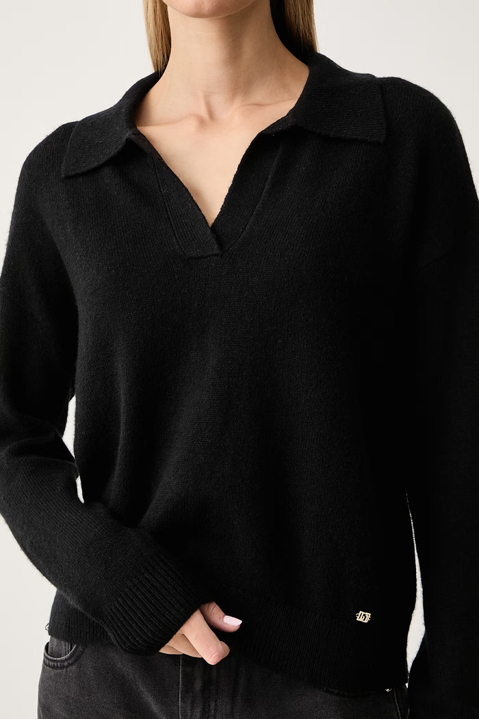 Sweter damski z dodatkiem wełny Gaudi 621BD53044 czarny