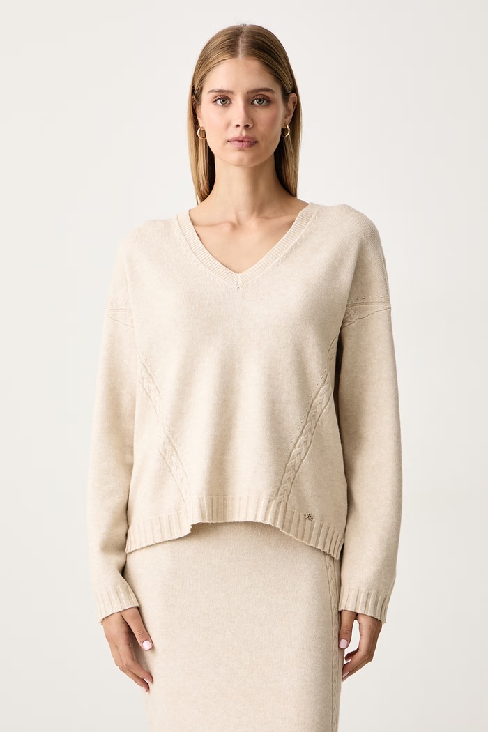 Gaudi Sweter damski z wiskozą beżowy 621BD53001