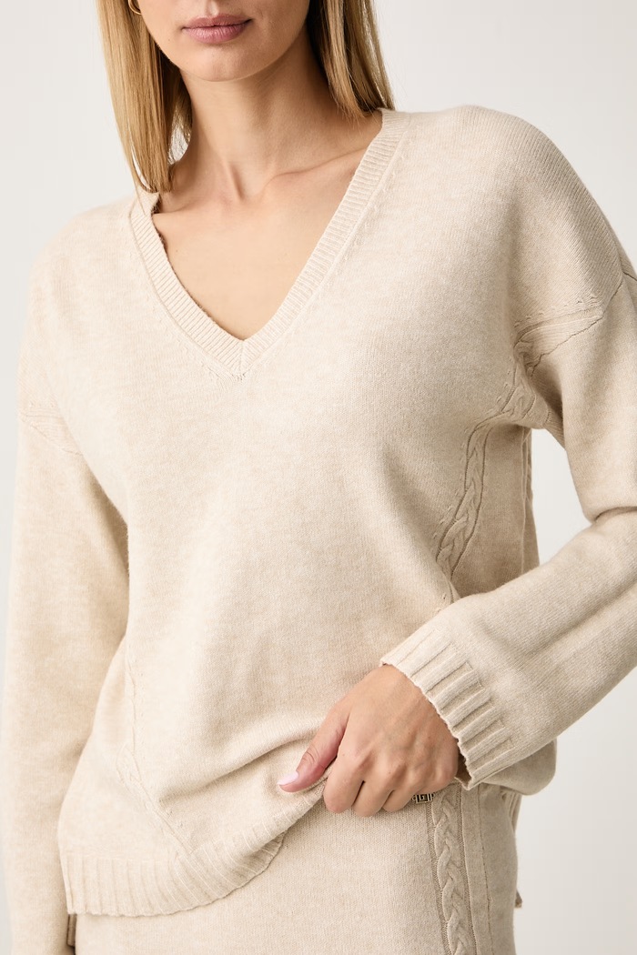 Sweter damski z wiskozą Gaudi 621BD53001 beżowy