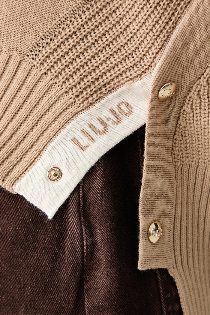 Sweter damski z wełną Liu Jo beżowy TF6154.MA22S