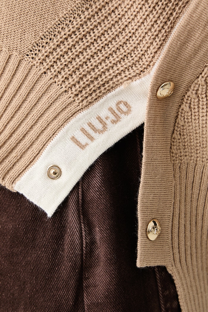 Sweter damski z wełną Liu Jo beżowy TF6154.MA22S