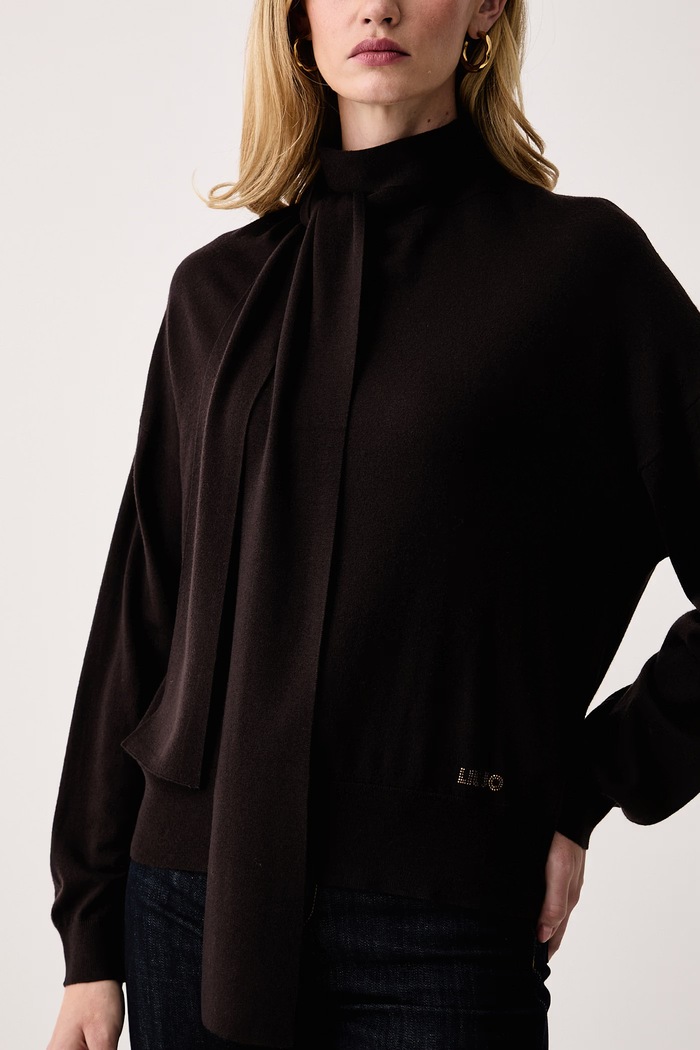 Sweter damski z wełną Liu Jo WF6445.MA16R brązowy