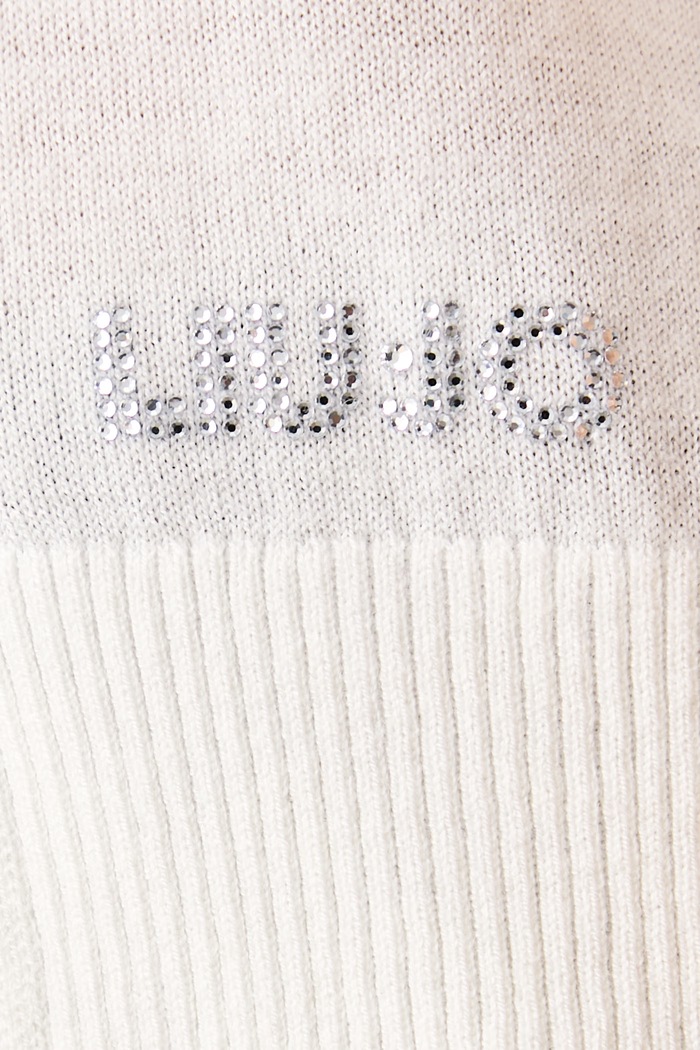 Sweter z krótkim rękawem damski z wełną Liu Jo beżowy WF6419.MA16R