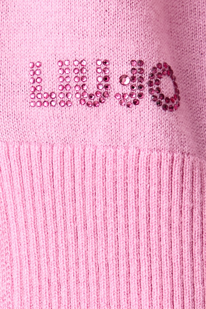 Sweter z krótkim rękawem damski z wełną Liu Jo różowy WF6419.MA16R