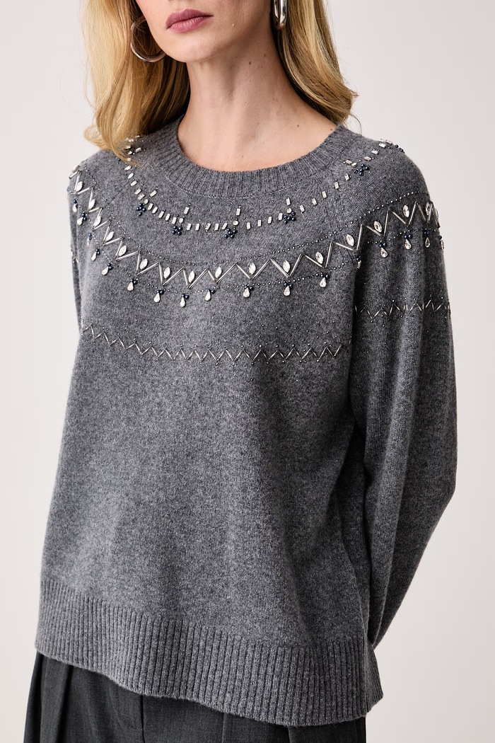 Sweter damski wełniany Liu Jo WF6371.MS009 szary