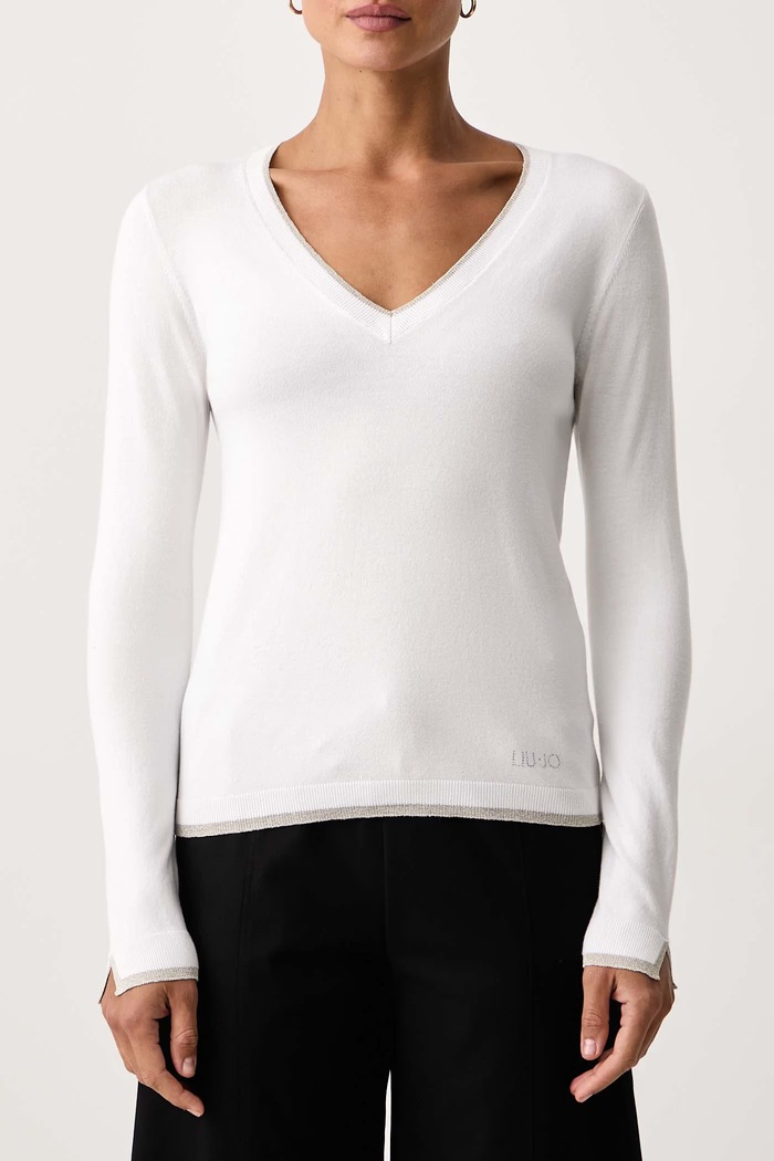 Sweter damski z wiskozą Liu Jo WF6012.MS49I biały