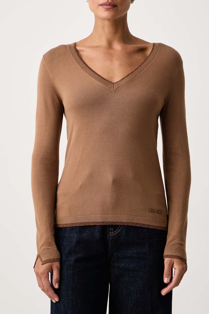 Sweter damski z wiskozy Liu Jo WF6012.MS49I brązowy