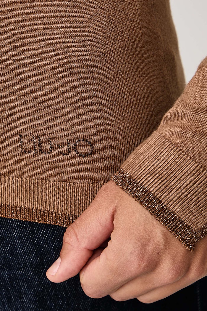 Sweter damski z wiskozy Liu Jo brązowy WF6012.MS49I