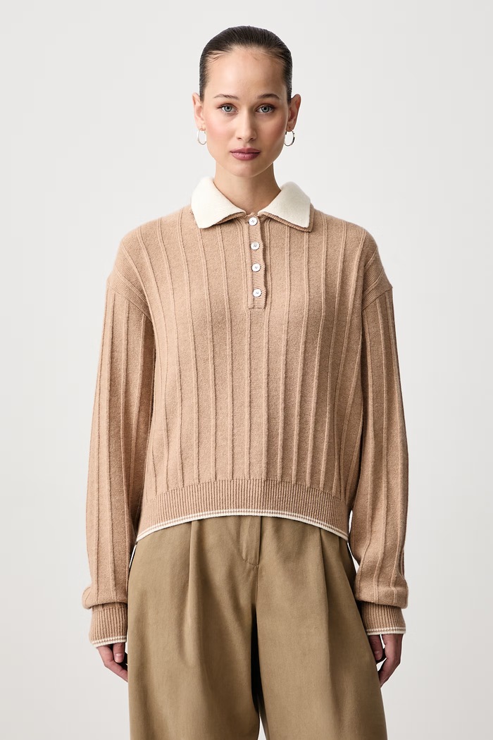 Paul&Shark Sweter damski wełniany beżowy 16351103