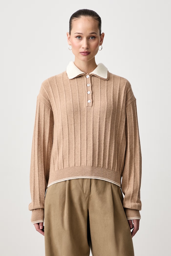 Paul&Shark Sweter damski wełniany beżowy 16351103