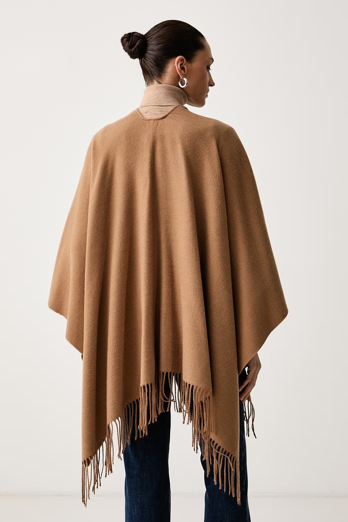 Odzież United Colors of Benetton Poncho damskie z dodatkiem wełny 6E1YVU00M brązowy