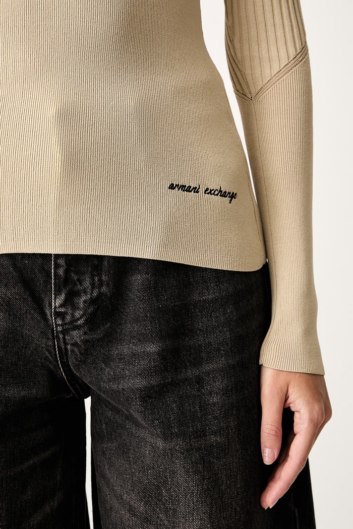 Armani Exchange sweter damski z wiskozą XW002627.AF10352 beżowy