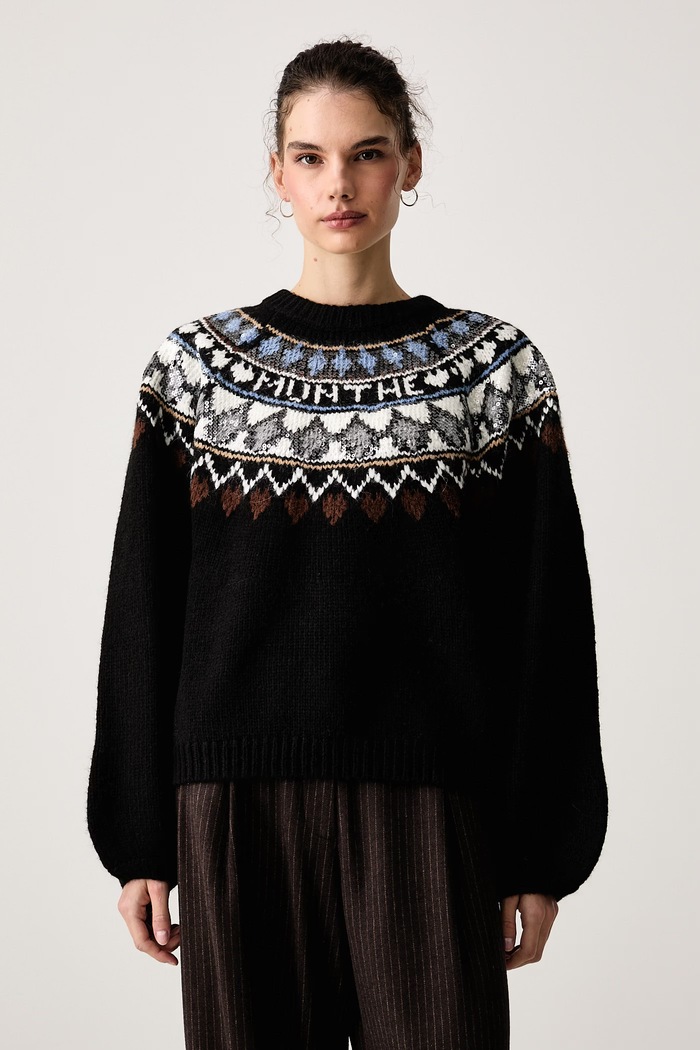 MUNTHE Sweter damski z dodatkiem wełny VAFFIE czarny 263161326374