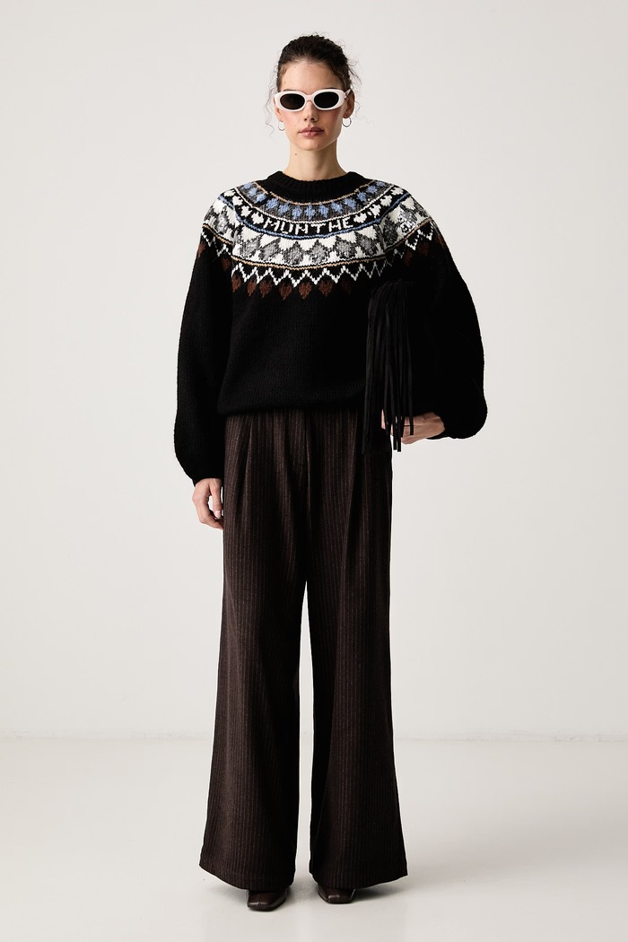 MUNTHE Sweter damski z dodatkiem wełny VAFFIE 263161326374 czarny AW26