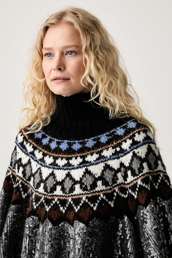 Poncho damskie z dodatkiem wełny VERST MUNTHE 263158026374 czarny
