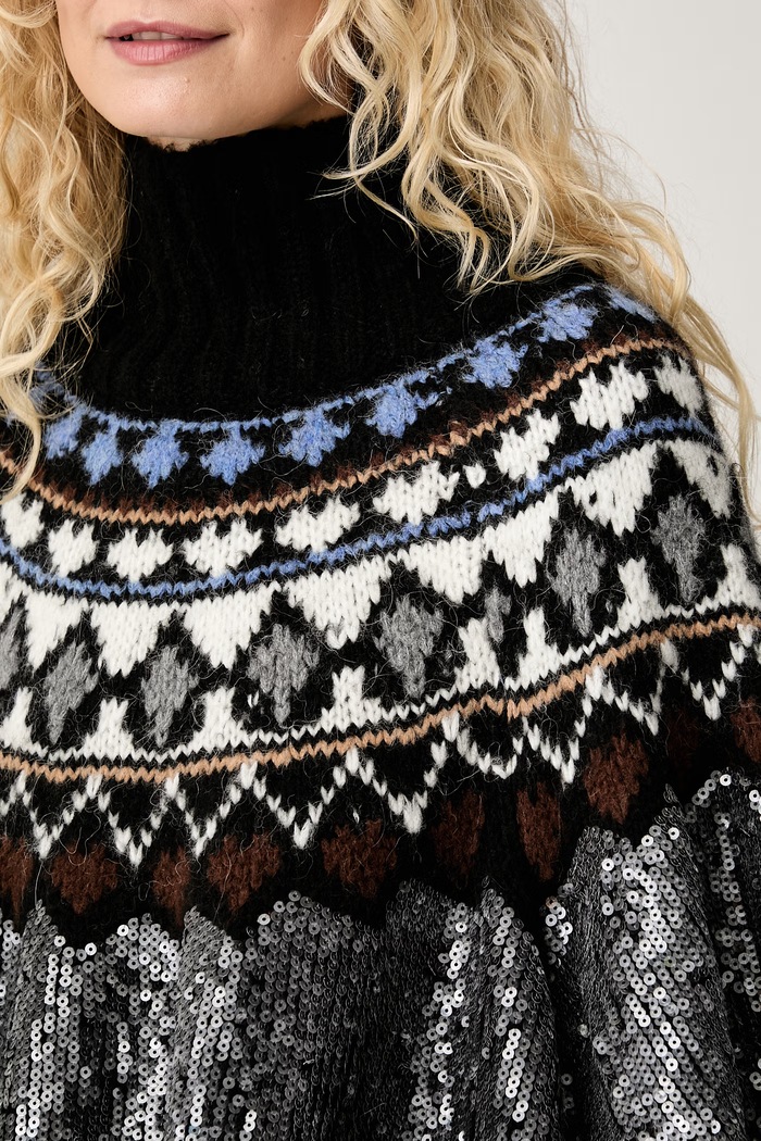 Poncho damskie z dodatkiem wełny VERST MUNTHE czarny 263158026374