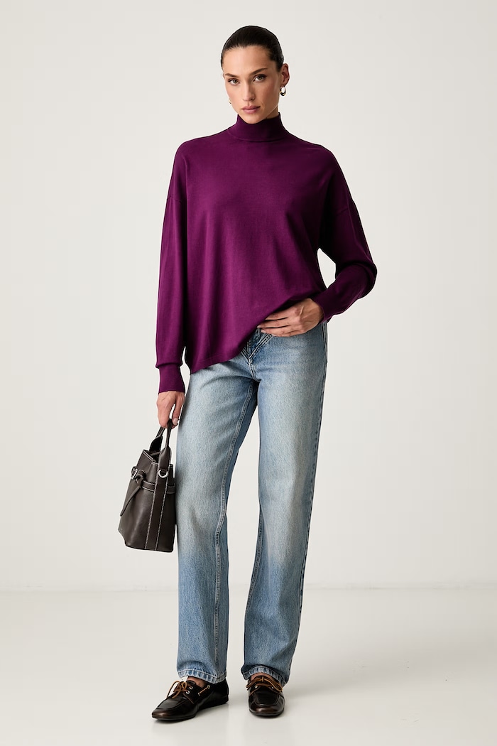 Trussardi sweter damski z wiskozą M7336001123N fioletowy AW26