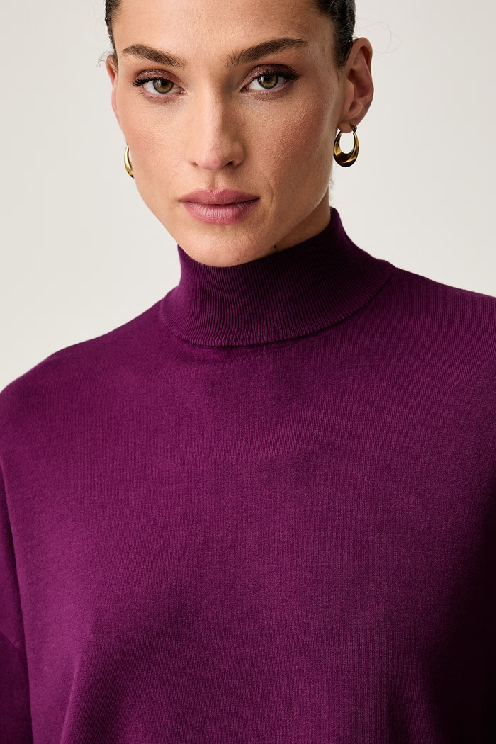 Trussardi sweter damski z wiskozą fioletowy M7336001123N