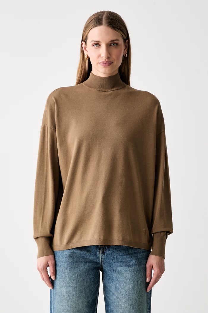 Trussardi sweter damski z wiskozą brązowy M7336001123N